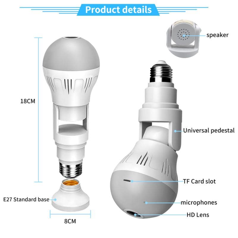 360° Panoramic Hidden Light Bulb Wifi Camera - Q/Monk’S Store