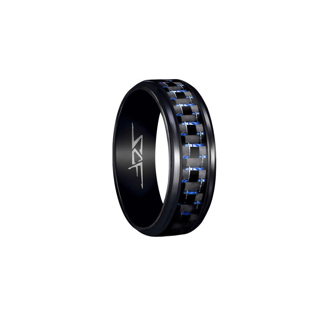 Blue Lace Carbon Fiber Ring | Black | Slate Series - Q/Monk’S Store