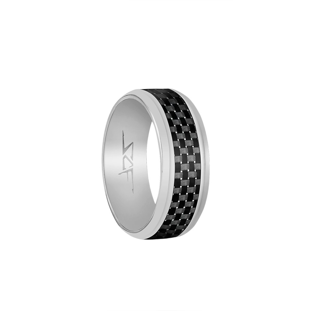 Carbon Fiber Ring | Silver | Slate Series - Q/Monk’S Store