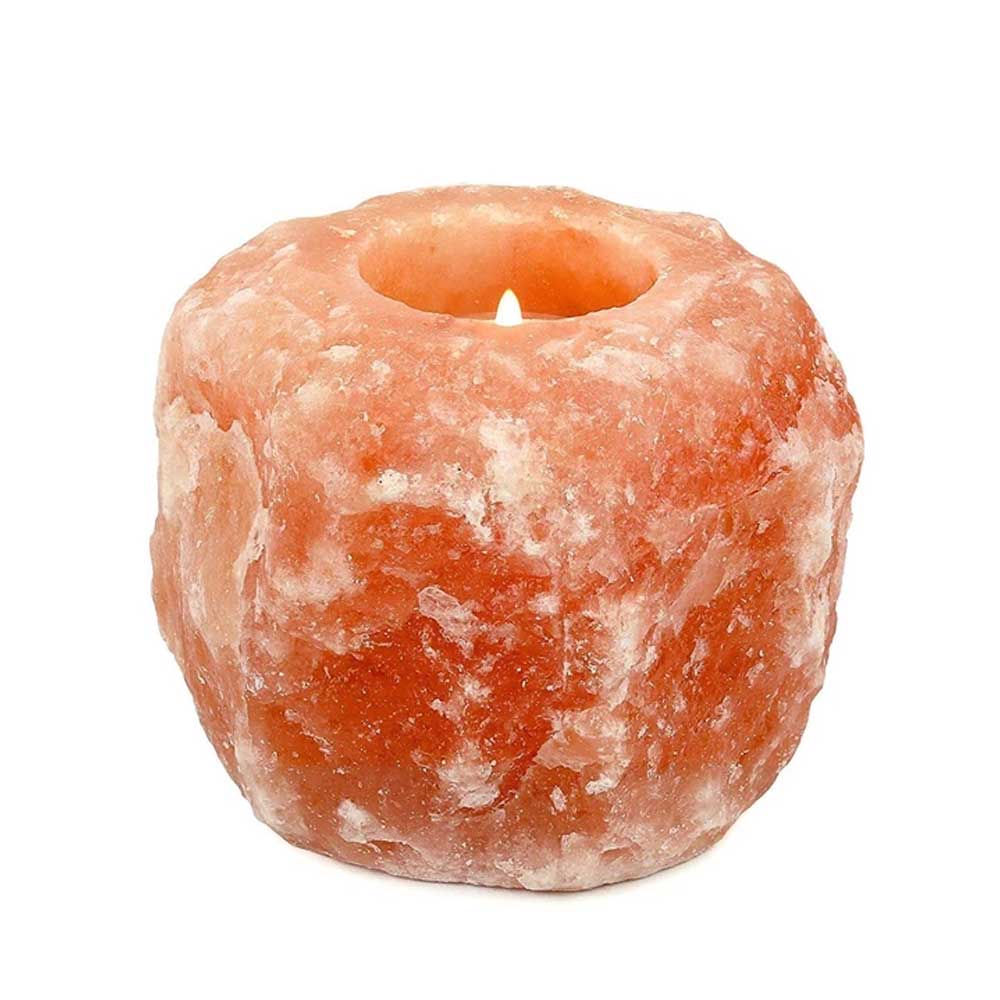 Himalayan Pink Salt Tea Light Holder by Pride of India – Salt Candle Holder – Room Décor Item – Great for Creating an Ambiance – Ideal for Home & Spa Uses – Natural Shape - Q/Monk’S Store