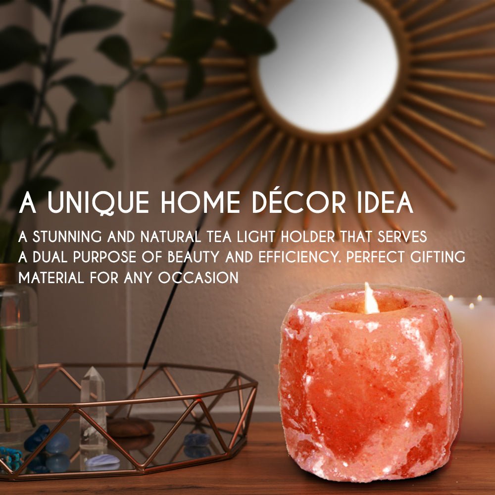 Himalayan Pink Salt Tea Light Holder by Pride of India – Salt Candle Holder – Room Décor Item – Great for Creating an Ambiance – Ideal for Home & Spa Uses – Natural Shape - Q/Monk’S Store