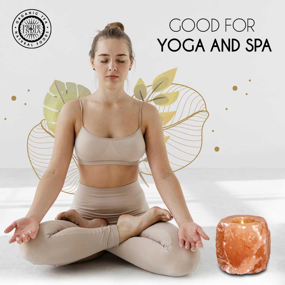 Himalayan Pink Salt Tea Light Holder by Pride of India – Salt Candle Holder – Room Décor Item – Great for Creating an Ambiance – Ideal for Home & Spa Uses – Natural Shape - Q/Monk’S Store