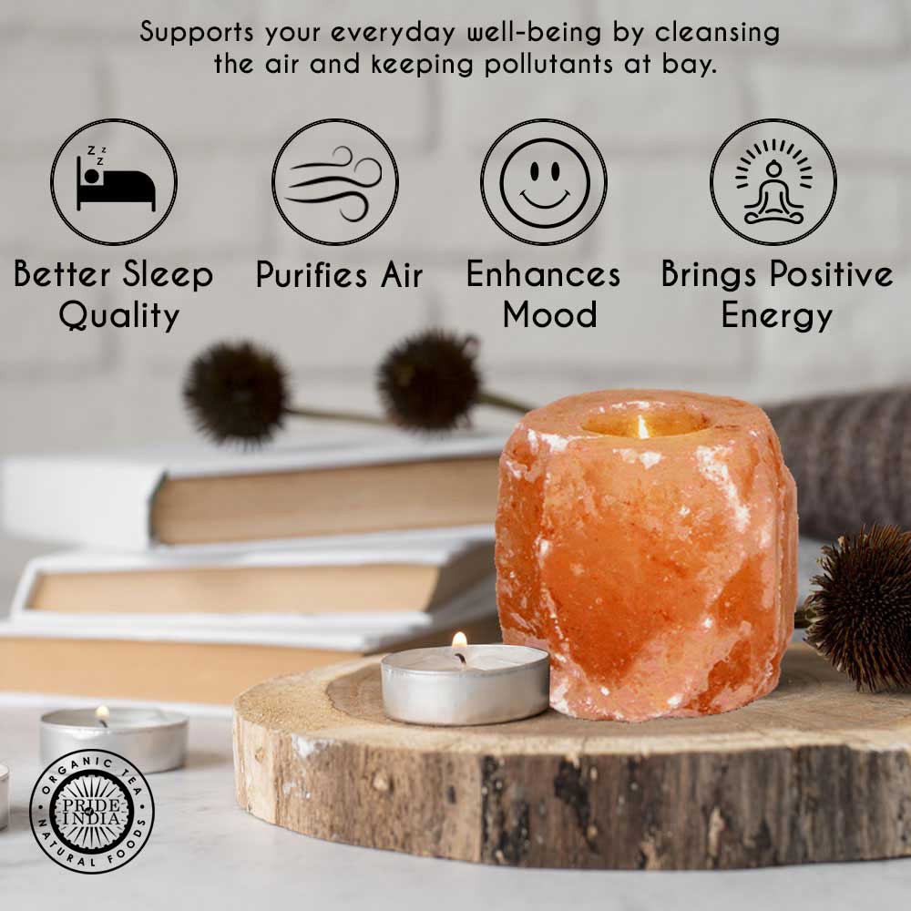 Himalayan Pink Salt Tea Light Holder by Pride of India – Salt Candle Holder – Room Décor Item – Great for Creating an Ambiance – Ideal for Home & Spa Uses – Natural Shape - Q/Monk’S Store