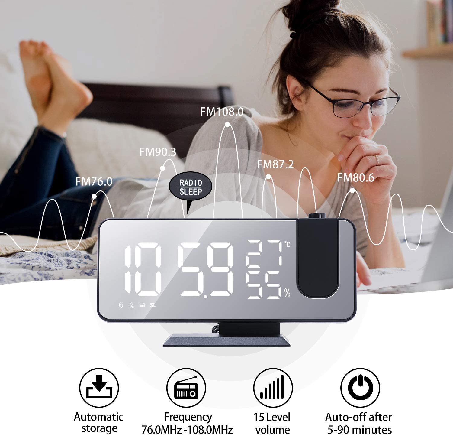 LED Projection Digital Alarm Clock Phone Charger - Q/Monk’S Store
